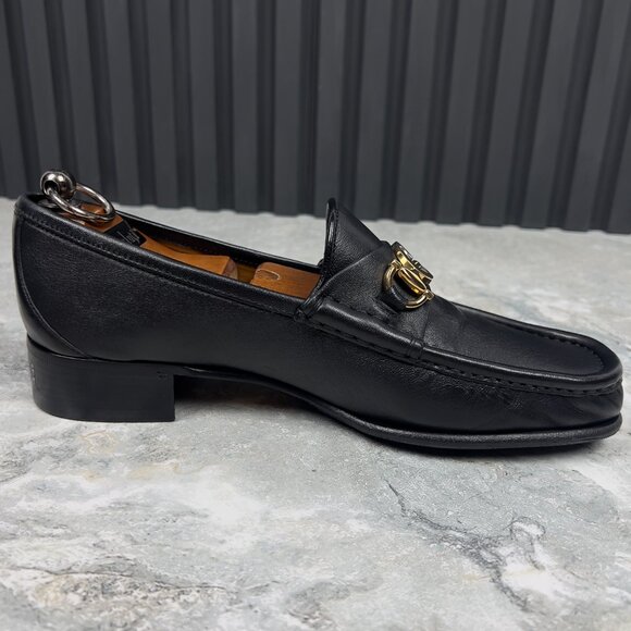 GUCCI Interlocking GG Logo Loafers Heels Black Leather 7.5 G or 8 US or 41.5 EUR main image 6